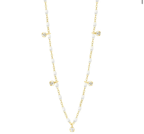 Gigi Supreme Classic 5 Diamond Necklace, White, Yellow Gold, 17.7"