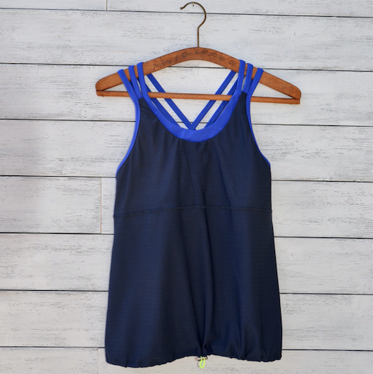 Sarah tank - navy w/royal blue straps