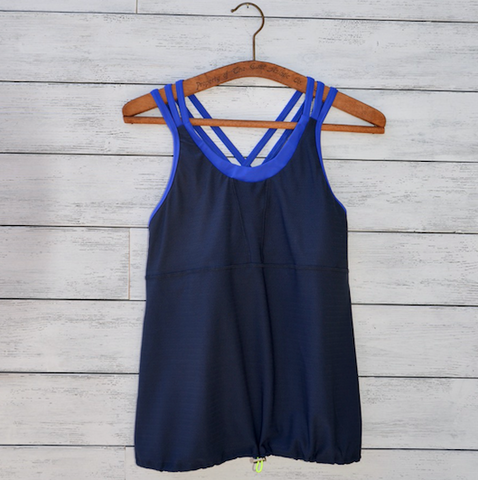 Sarah tank - navy w/royal blue straps