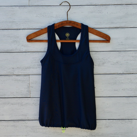 Christina top - navy w/yellow logo