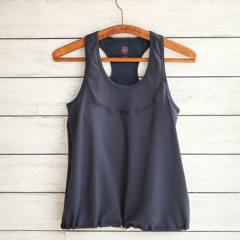 Anna tank (lite) - navy w/pink logo