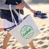 Sea Bags medium tote white w/green logo
